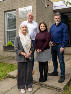 Technical Metals Group (TMG) chair Anne Marie Callaghan Group Managing Director *TMG) Kieron Kent, Ursula Magee, TMG Group finance director and Connor Jordan, TMG Group Operations Director.